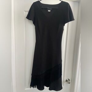 S.L. Fashions Black Ruffled Sheath Dress